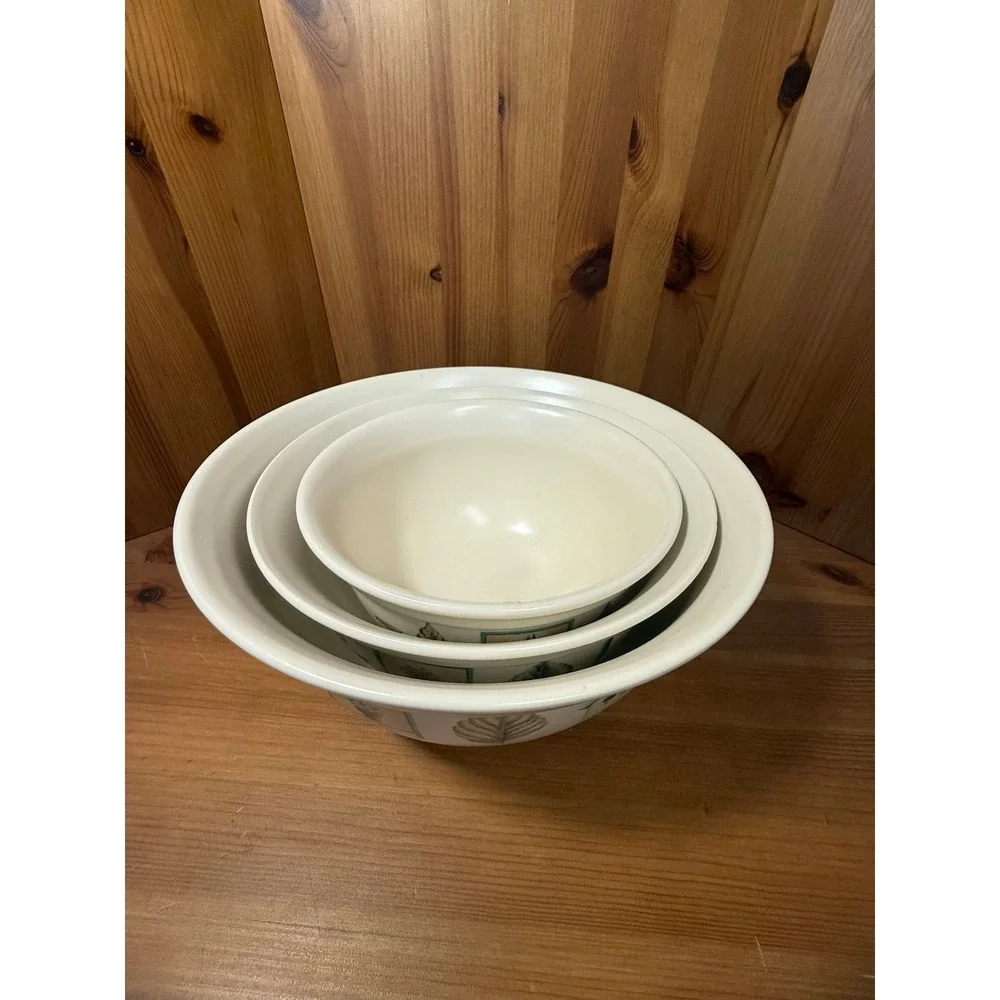 Pfaltzgraff Naturewood Nesting Mixing Bowl Set of 3 Stoneware USA